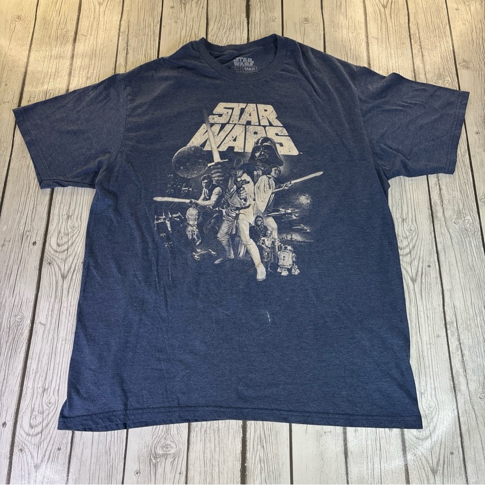 STAR WARS size XL (46-48) Crew Neck Short Sleeve T-Shirt Blue Pre-Owned.